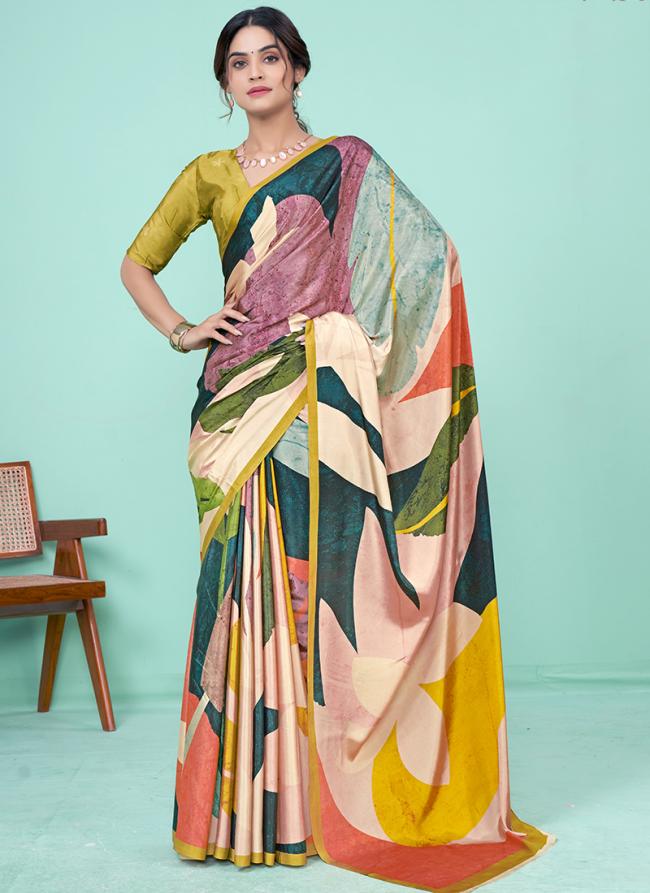 Soft Crepe Multi Colour Casual Wear Printed Saree